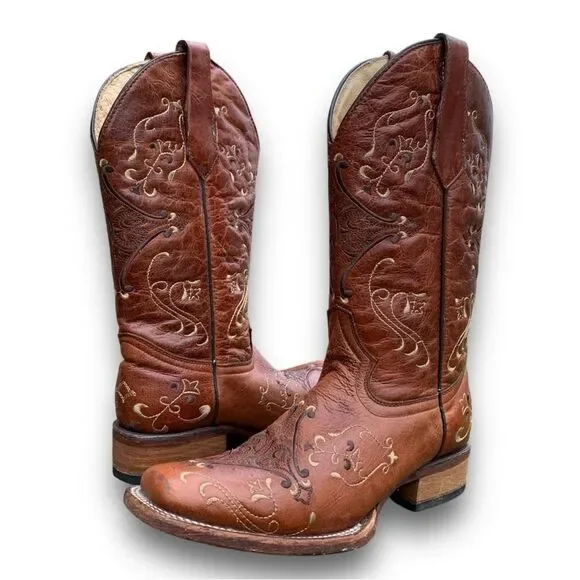 Circle G Cognac Embroidered Cowgirl Leather Cowboy Boots Women’s size 7.5 - Picture 16 of 16